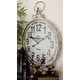 preview thumbnail 1 of 16, White Metal Distressed Pocket Watch Inspired Decorative Wall Clock with Black Accents White