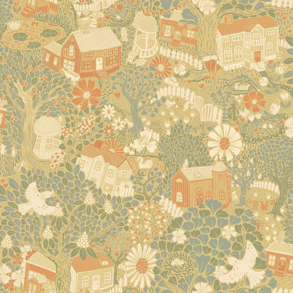 A-Street Prints Bygga Bo Butter Woodland Village Wallpaper