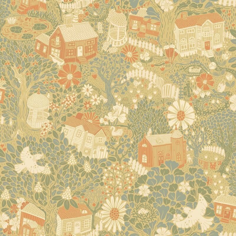 A-Street Prints Bygga Bo Butter Woodland Village Wallpaper