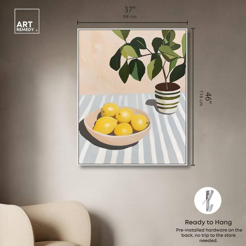 Lemon with Green Canvas by Art Remedy
