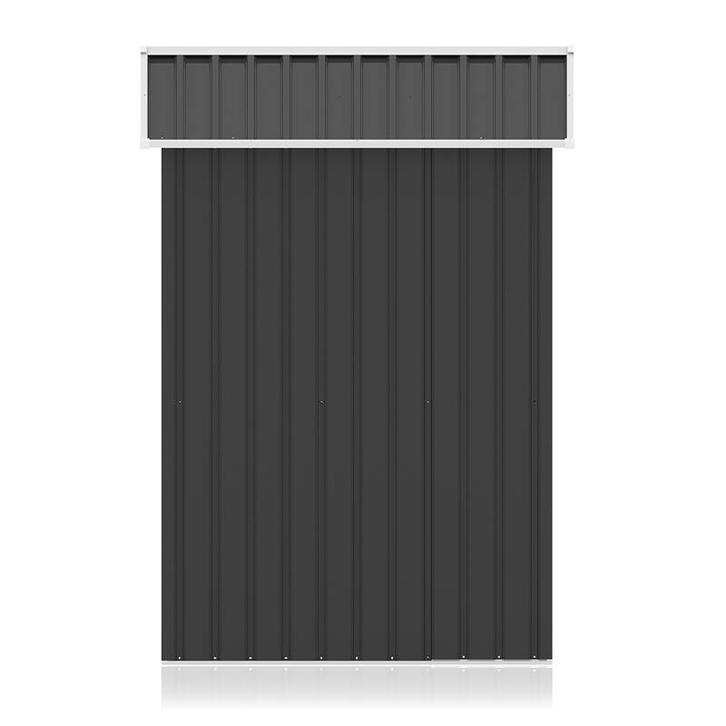 Large Outdoor Storage Shed Galvanized Iron Black with Slanted Roof and Double Sliding Doors - 77.36” x 51.57” x 73.82”