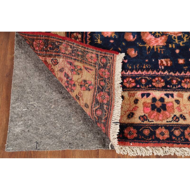 Blue Sirjan Persian Vintage Area Rug Hand-Knotted Wool Carpet - 4'6"x 6'3"