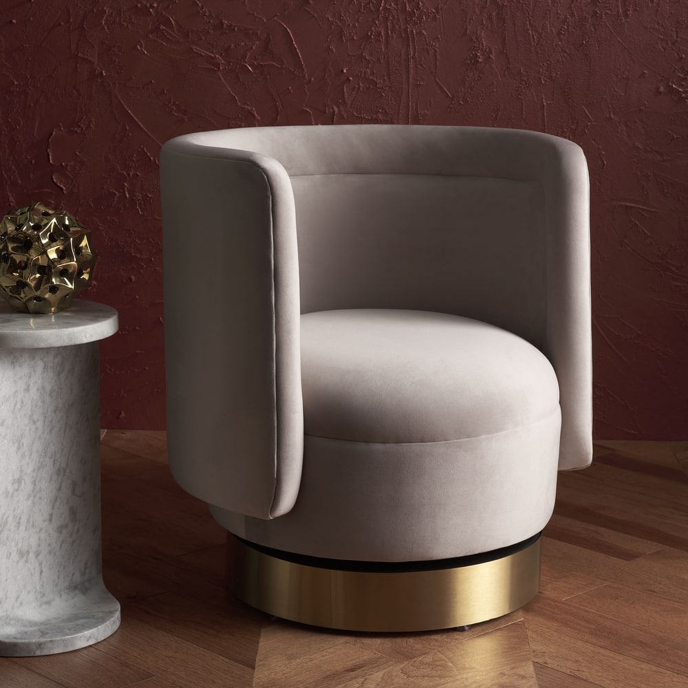 SAFAVIEH Couture Aneeta Swivel Accent Chair - 29.7" W x 27.2" L x 29.7" H - 30Wx27Dx30H