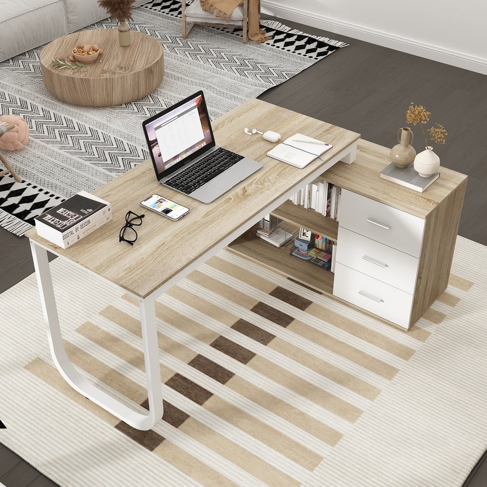 55-inch Timechee L-shaped Storage Computer Desk