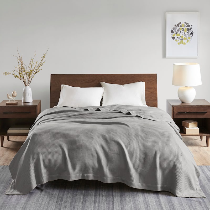 Madison Park Egyptian Cotton Solid Blanket - Twin - Grey