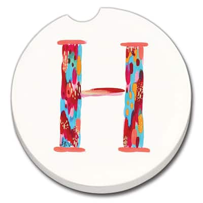 Counterart Absorbent Stoneware Car Coaster, Hello Color H, Set of 2 - 2.5