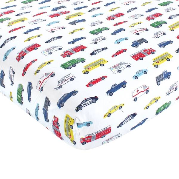 slide 1 of 1, Hudson Baby Cotton Fitted Crib Sheet, Going Places, One Size - Going Places - One Size One Size - Going Places