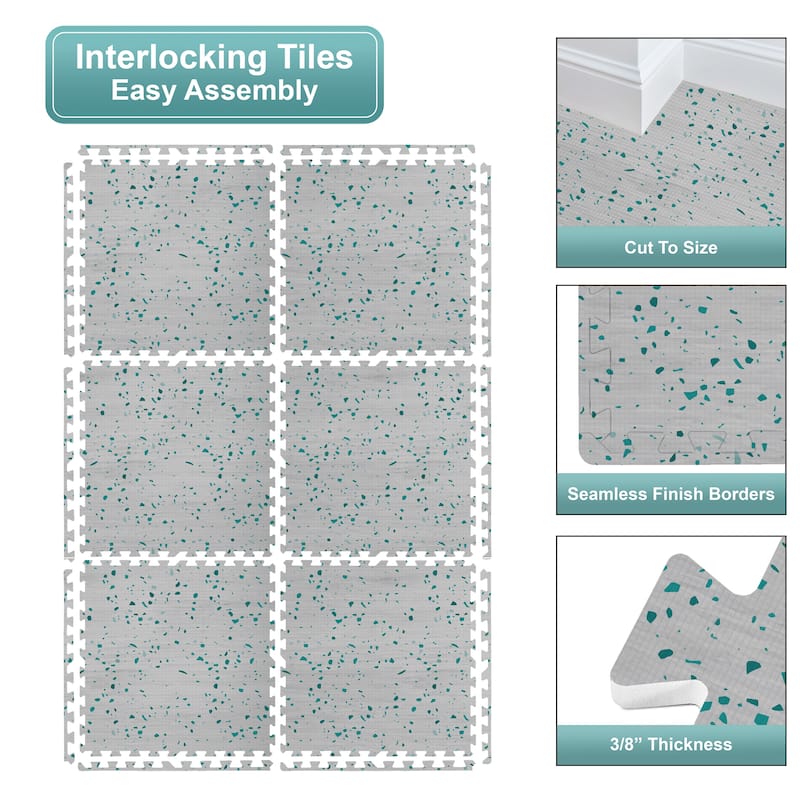 Sorbus 144 Sq. Ft. Wood Grain Floor Tiles Foam Mat EVA Interlocking Mats Tile 3/8-Inch Thick Flooring Wood Puzzle Exercise Mats