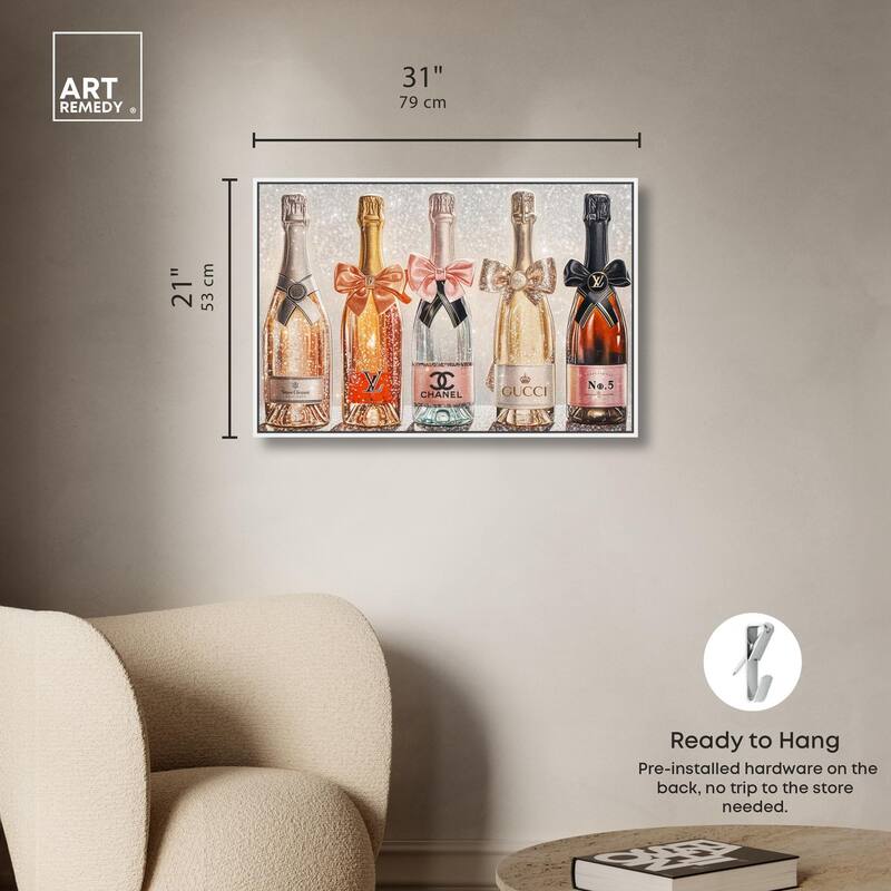 Champagne Bottles Glitz Canvas by Art Remedy