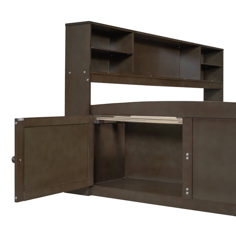 Wood Daybed with 2 Bedside Cabinets