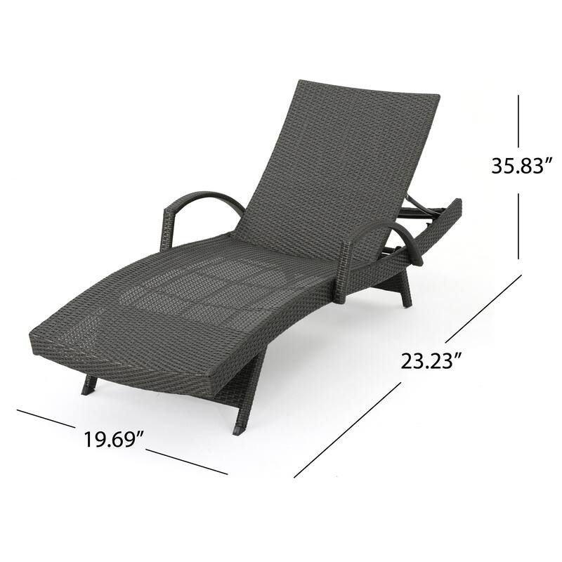 Salem Outdoor Wicker Adjustable Chaise Lounges w/ Arms (Set of 4) by Christopher Knight Home