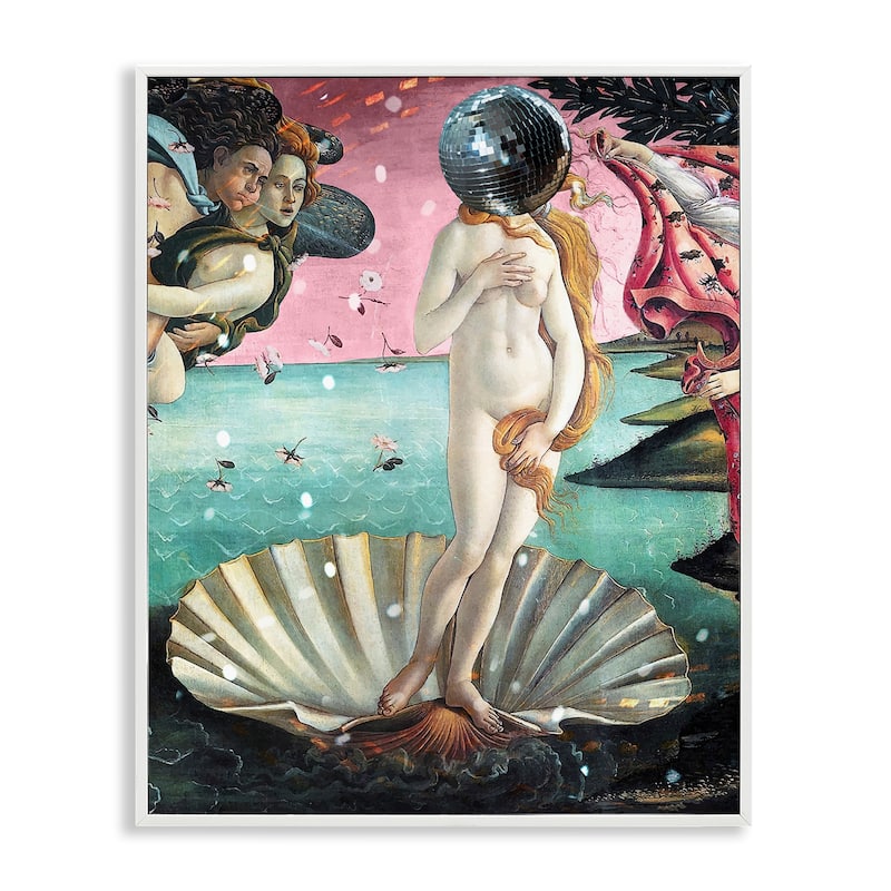 Stupell Classic Clamshell with Disco Ball Framed Giclee Art Design By Lil' Rue - 24 x 30 - White