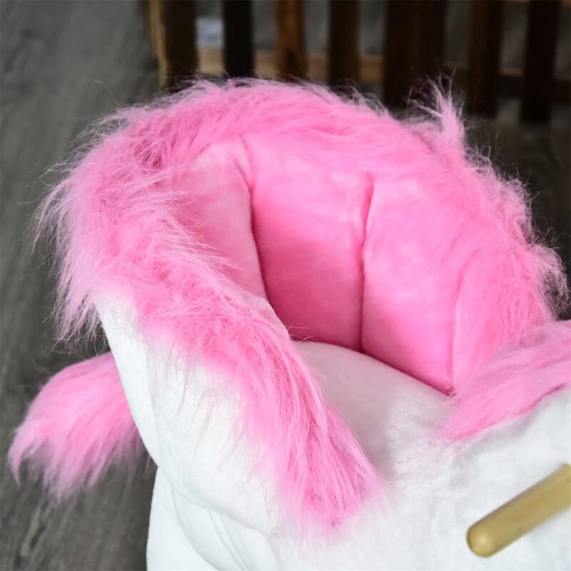 Cotton Candy Pink Plush Unicorn Ride-On Toy with Singing Lullaby - 25.5" L x 12.5" W x 21.75" H