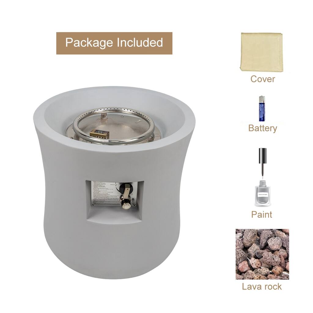Small Cylindrical Concrete 40000BTU Gas Fire Pit with Adjustable Knob, 19.7''L*19.7''W*19.7''H, 37.5LBS