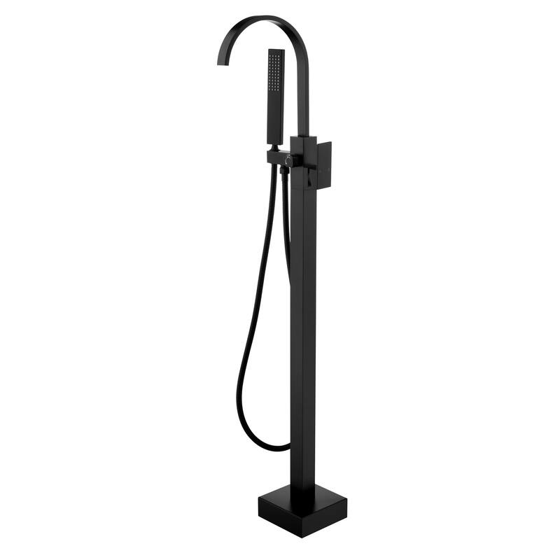 Freestanding Tub Faucet With Hand Sprayer Floor Mount Roman Bathtub Faucet Modern Waterfall Tub Filler Trim With Handheld Showe