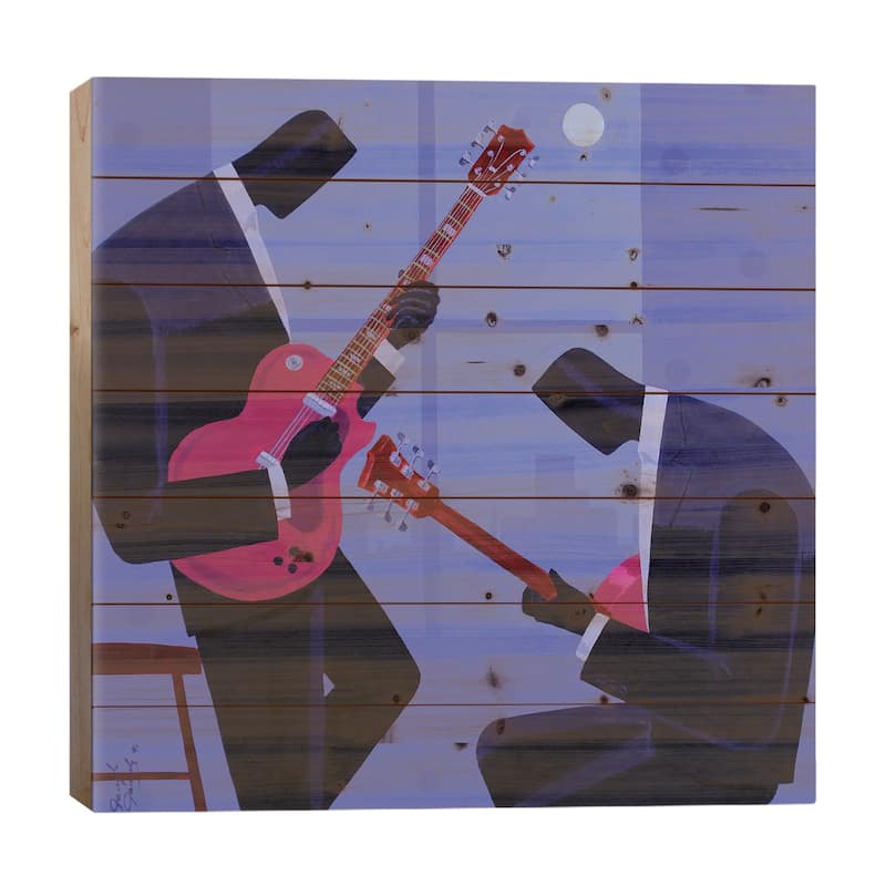 Night Rhythms Print On Wood by Darryl Daniels - Multi-Color - 26x26x1.5