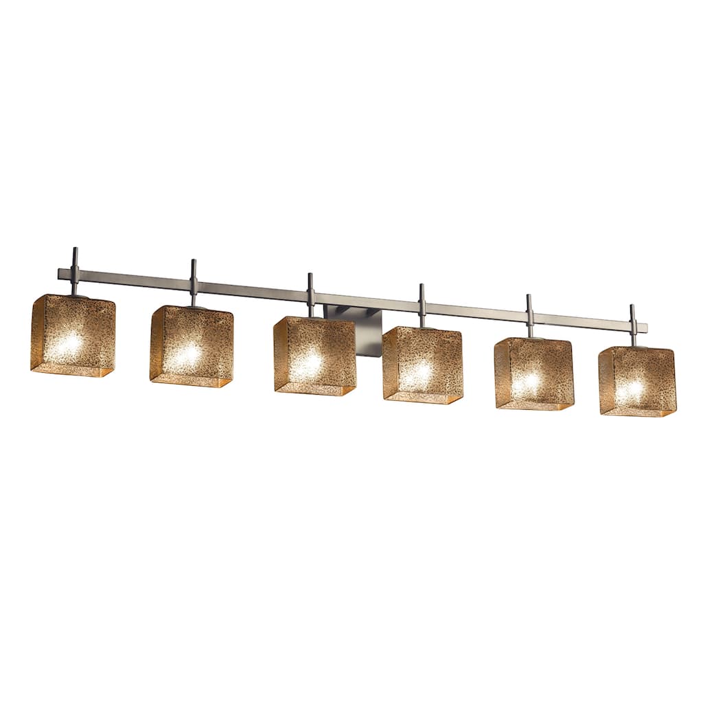 Justice Design Fusion Union 6-light Brushed Nickel Bath Bar, Mercury Glass Rectangle Shade