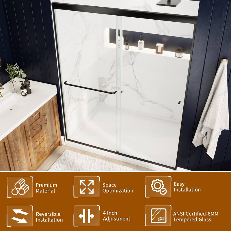 Modland 56-60''x 72'' Glass Shower Door - 56''-60''x 72''