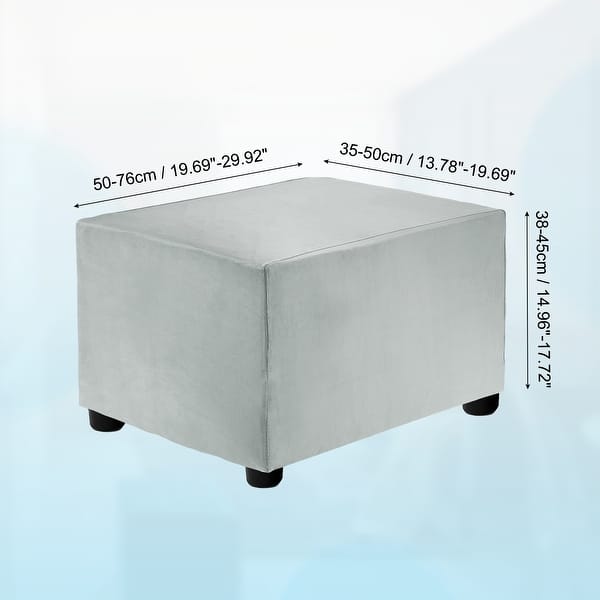 dimension image slide 33 of 52, Stretch Foot Stool Cover Rectangular Square Foot Stool Slipcover