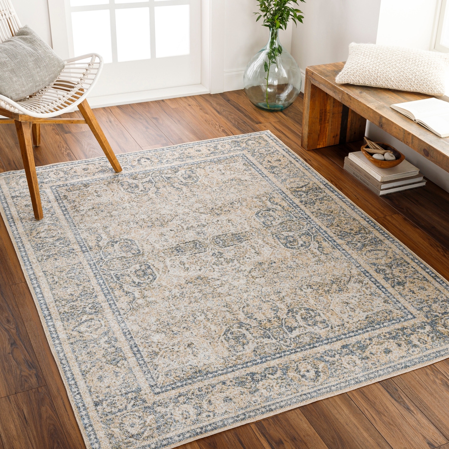 Livabliss Transitional Lillian Medallion Washable Area Rug.