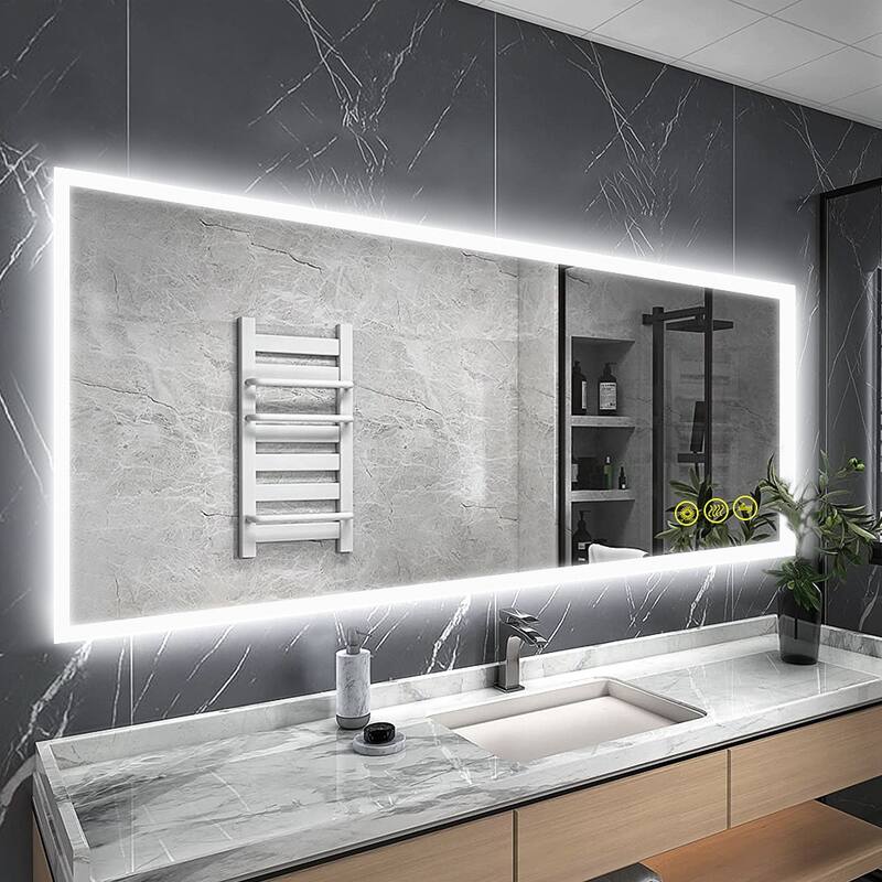 SmartGlow 36x55" Rectangular Dimmable LED Frameless Anti-Fog Bathroom Vanity Mirror - Clear