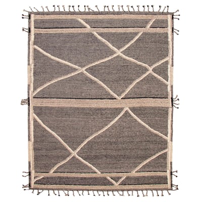 ECARPETGALLERY Hand-knotted Tangier Black, Light Grey Wool Rug - 8'3 x 10'3