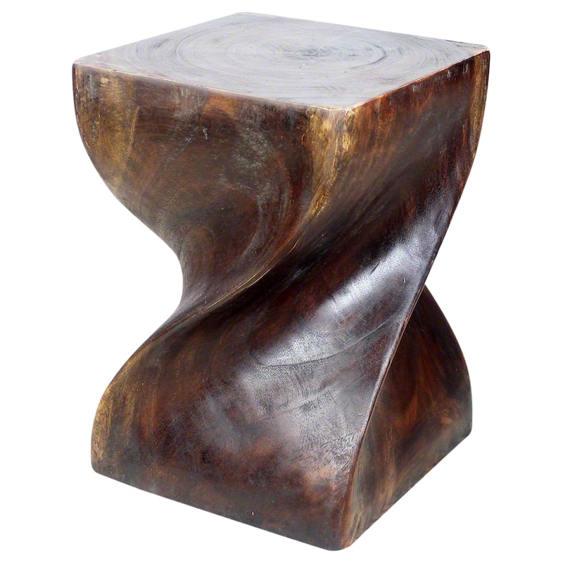 Haussmann® Big Twist Wood Stool Table 14 in SQ x 20 in H Mocha Oil - 14" x 14" x 20"