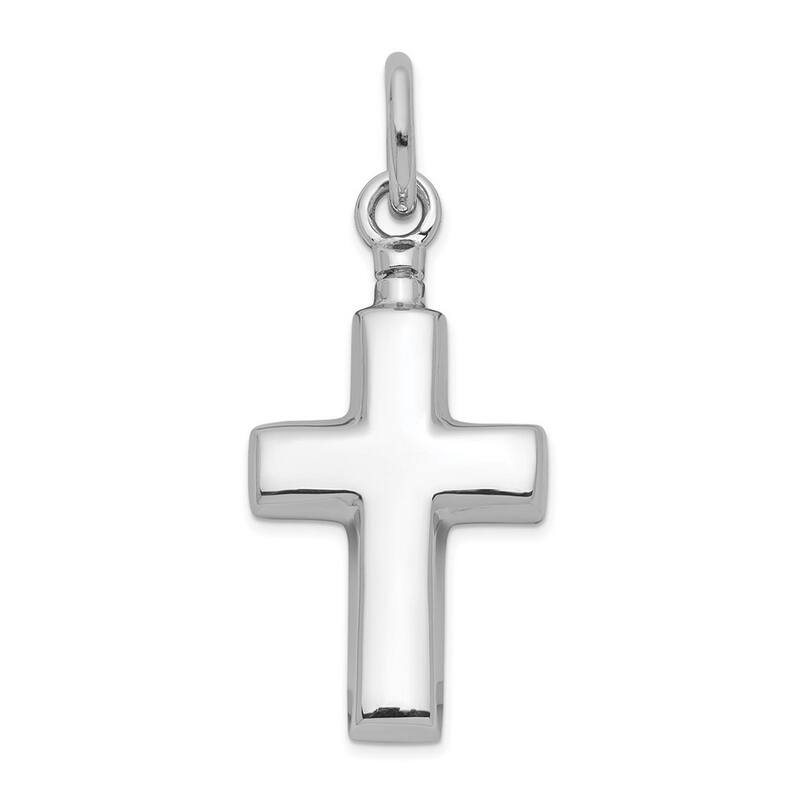Curata 925 Sterling Silver 18" Polished Cross Ashholder Pendant Necklace - 28.26x18.22mm