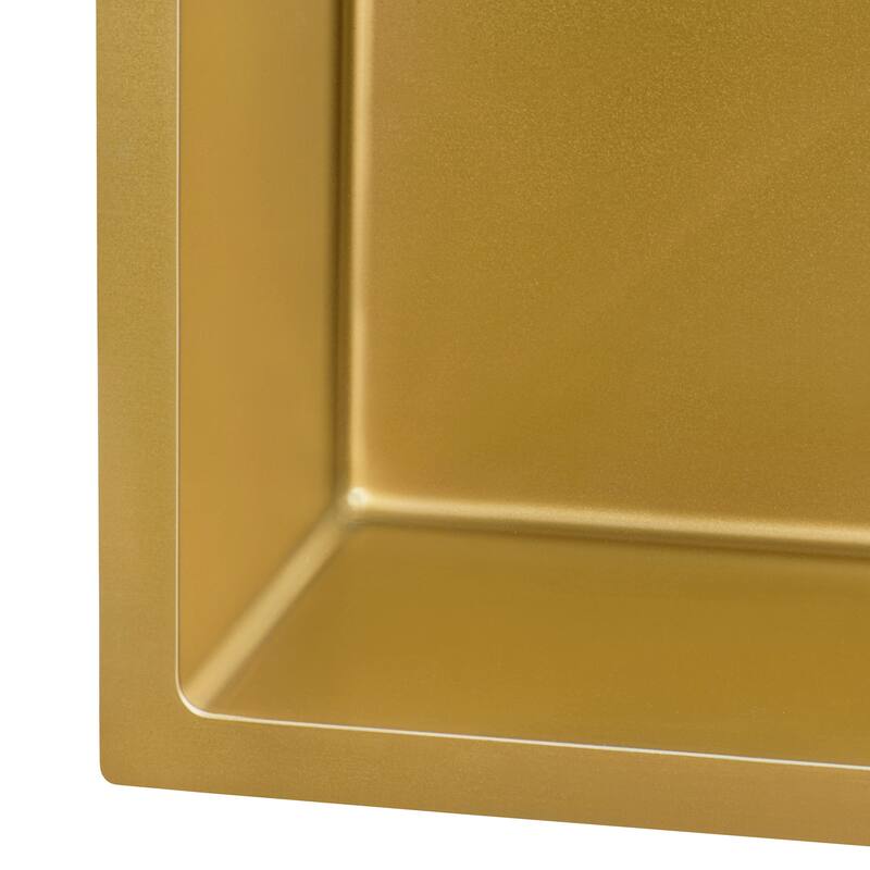 Ruvati 33-inch Satin Matte Gold Stainless Steel 60/40 Double Bowl Apron-Front Farmhouse Kitchen Sink - - 33" X 22" - 33" X 22"