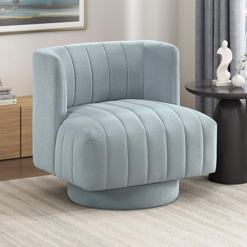 Bay 27.5" Textured Swivel Chair - Channel Tufted Barrel Back