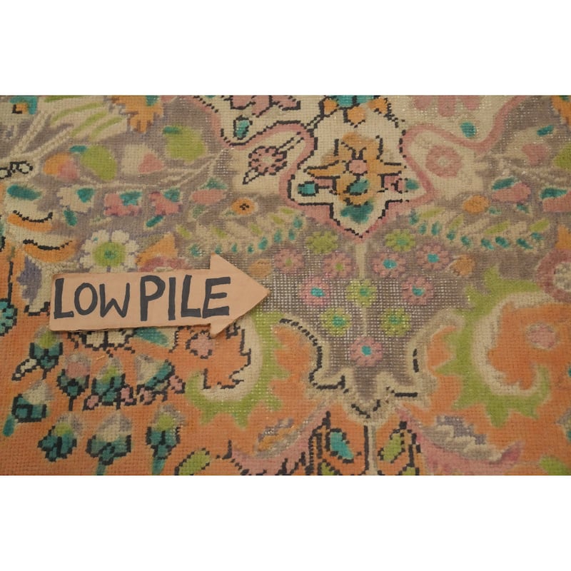 Hand Knotted Oriental 100% Wool Carpet Traditional Floral Oranges & Rust Tabriz Area Rug - 9' 2'' X 6' 6''