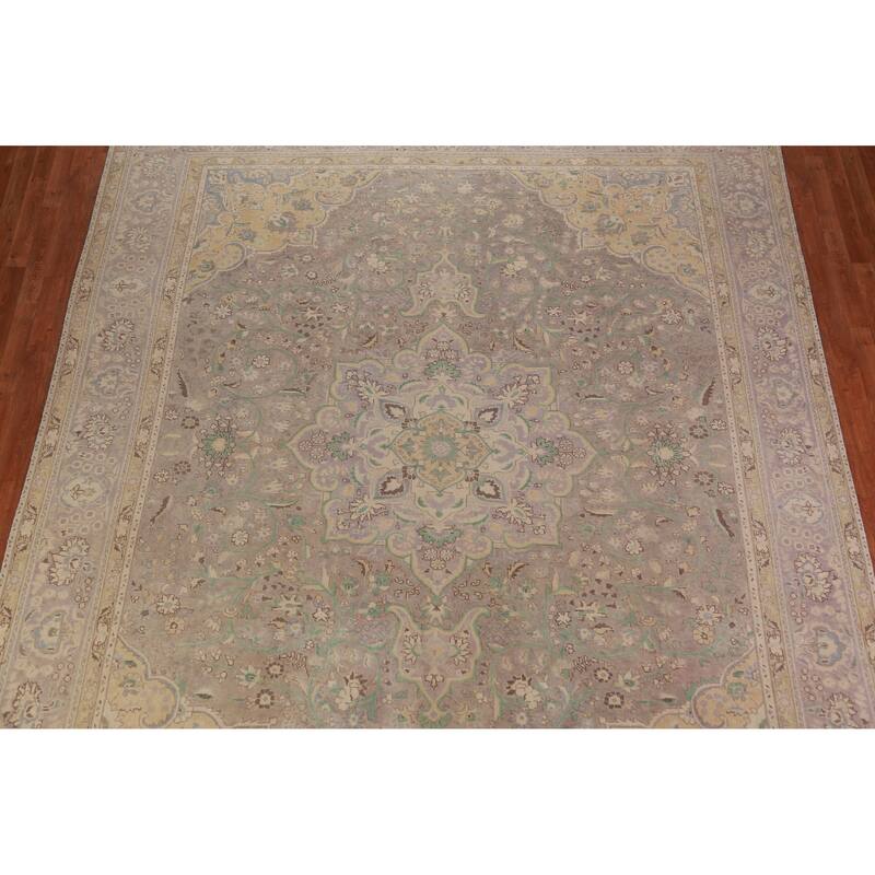 Tabriz Persian Vintage Rug Handmade Wool Carpet - 10'1" x 12'11"