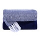 preview thumbnail 4 of 24, Cotton Throw Blankets All-Season Medium Weight | Set of 2 | Chevron Design (50''x60'') Navy