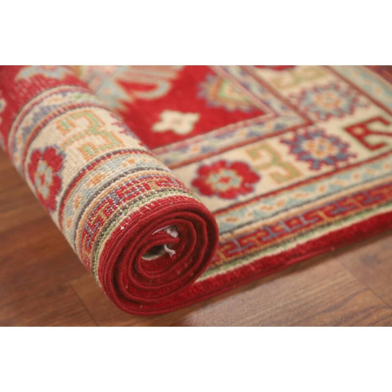Red Kazak Accent Rug Hand-Knotted Wool Carpet - 2'8" x 3'10"