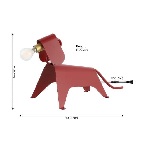 Penelope 10" Modern Industrial Iron Canine LED Kids' Lamp, Red by JONATHAN Y