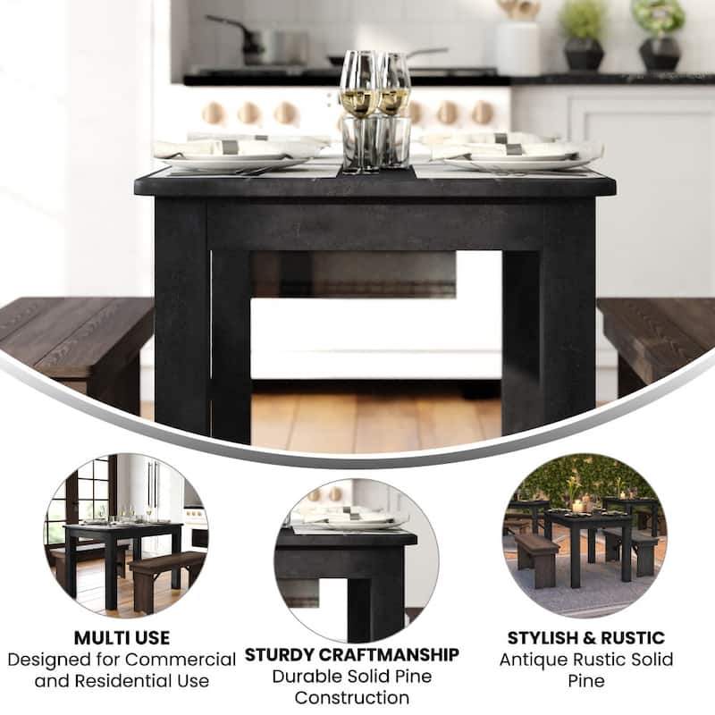 Rectangular Antique Rustic Solid Pine Farm Dining Table