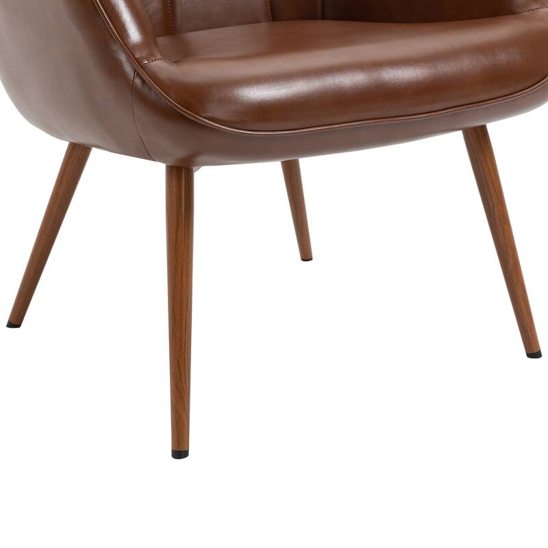 Vintage Wingback Chair Tufted Button PU Leather Accent Chair