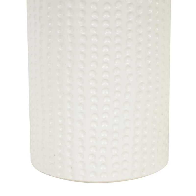 Ceramic Decorative Candle Holder with Abstract Spotted Pattern and Gold Leaf Accents - Set of 2 White - Roche River Decor