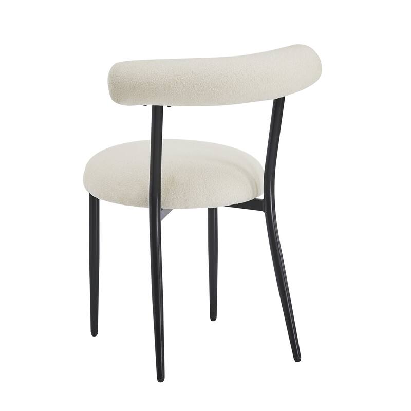 Open Back Upholstered Dining Chair Set of 2 Modern Kitchen Chairs with Metal, Fabric Dining Room Chairs for Living Room