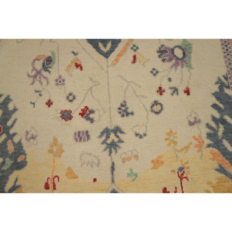 Hand Knotted Oriental 100% Wool Carpet Transitional Geometric Beige & Ivories Oushak Area Rug - 7' 8'' X 3' 10''