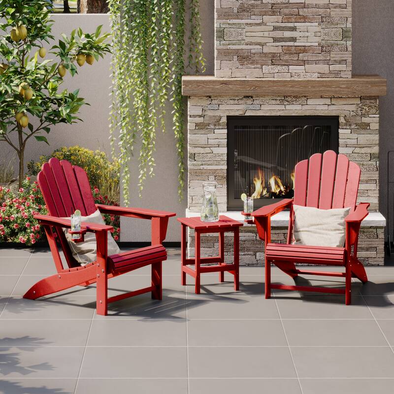 Aderson Outdoor Poly Adirondack Chair with Side Table 3-Piece Set