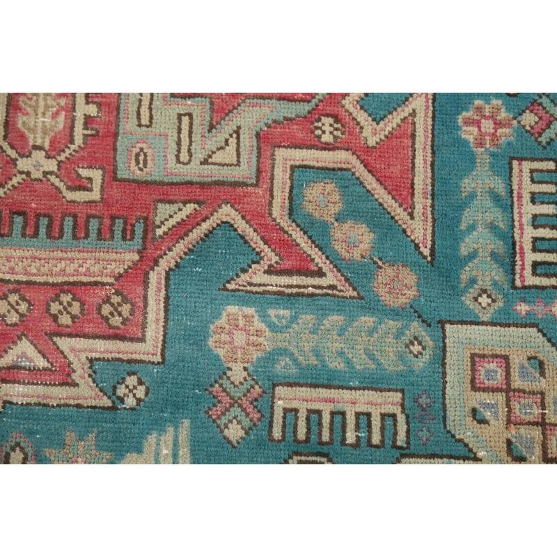 Pink Red Geometric Tabriz Persian Area Rug Hand-Knotted Wool Carpet - 6'6"x 9'10"