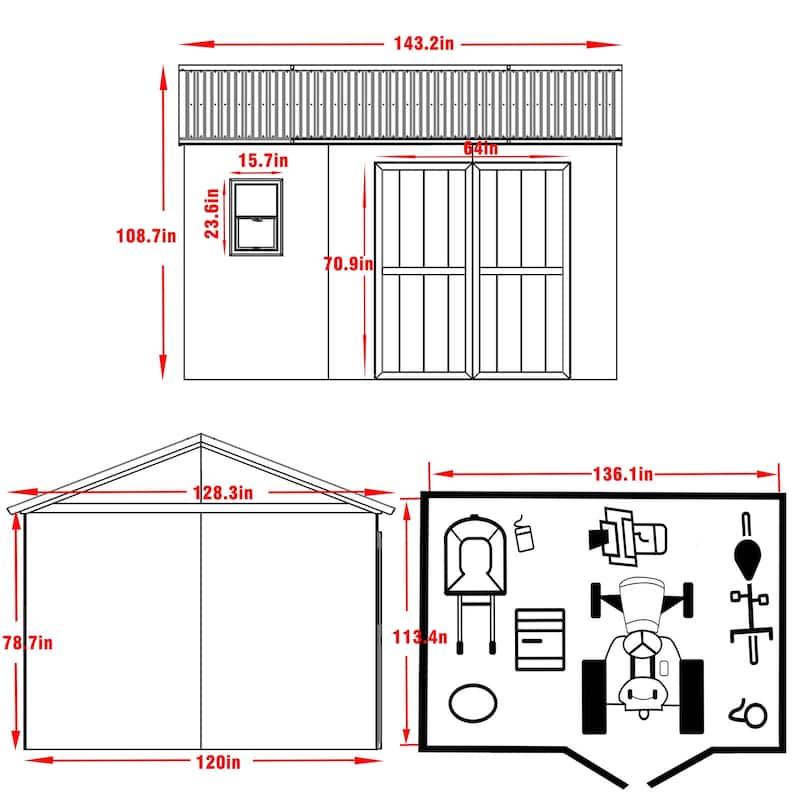 VEIKOUS Outdoor Wood Storage Shed with Lockable Door and Window - 8'x12'