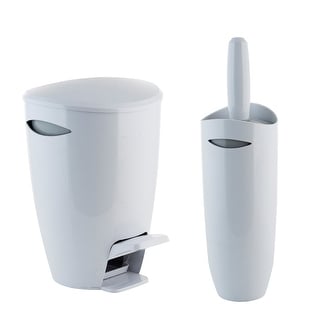 Bath Bliss Contour Waste Bin and Toilet Brush Set, White - Bed Bath ...