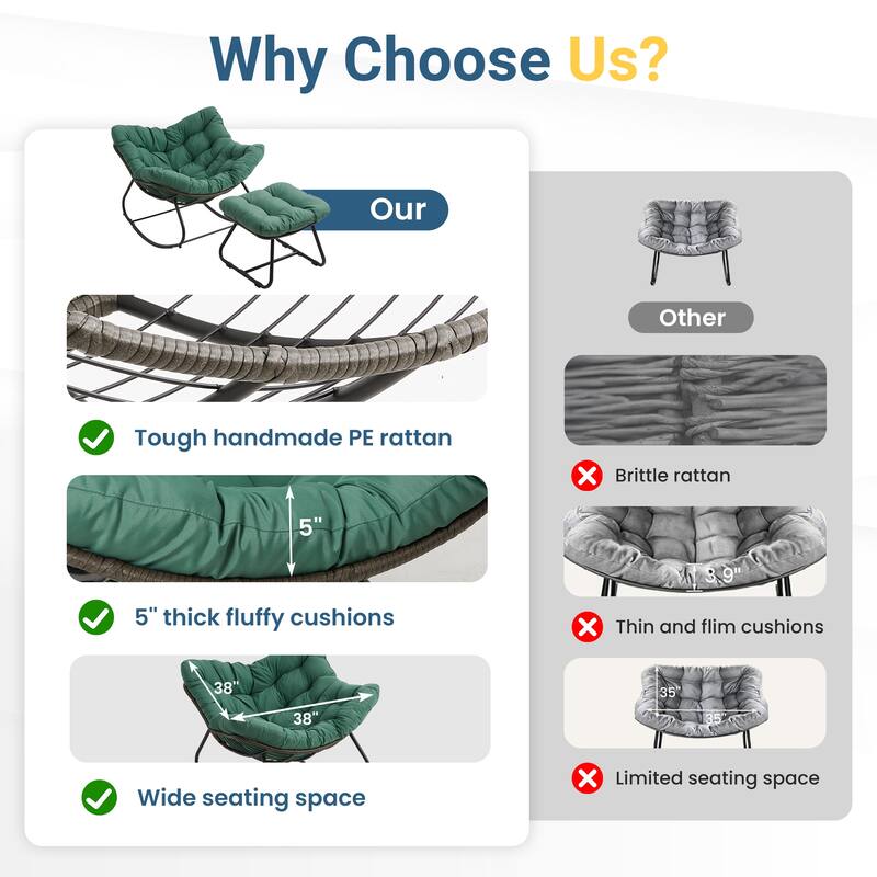 Patio Rocking Chair with Ottoman