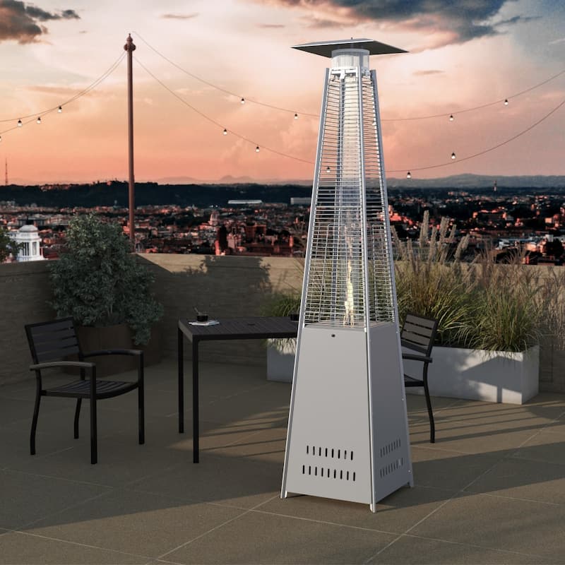 Outdoor Patio Heater - 7.5 Feet Round Steel Patio Heater - 42,000 BTU's - Silver