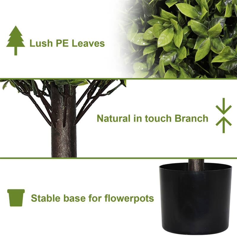 2-Pack Artificial Boxwood Topiary Ball Trees