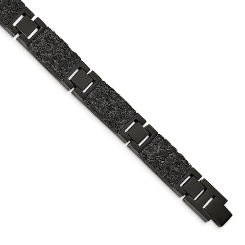 Chisel Stainless Steel Polished Black IP-plated Wire Inlay 8.5 Inch Bracelet