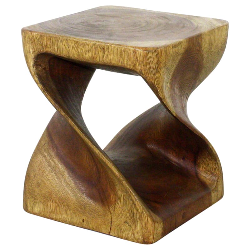 Haussmann® Original Wood Twist Stool 10 in SQ x 12 in High Antique Oak Oil - 10" x 10" x 12