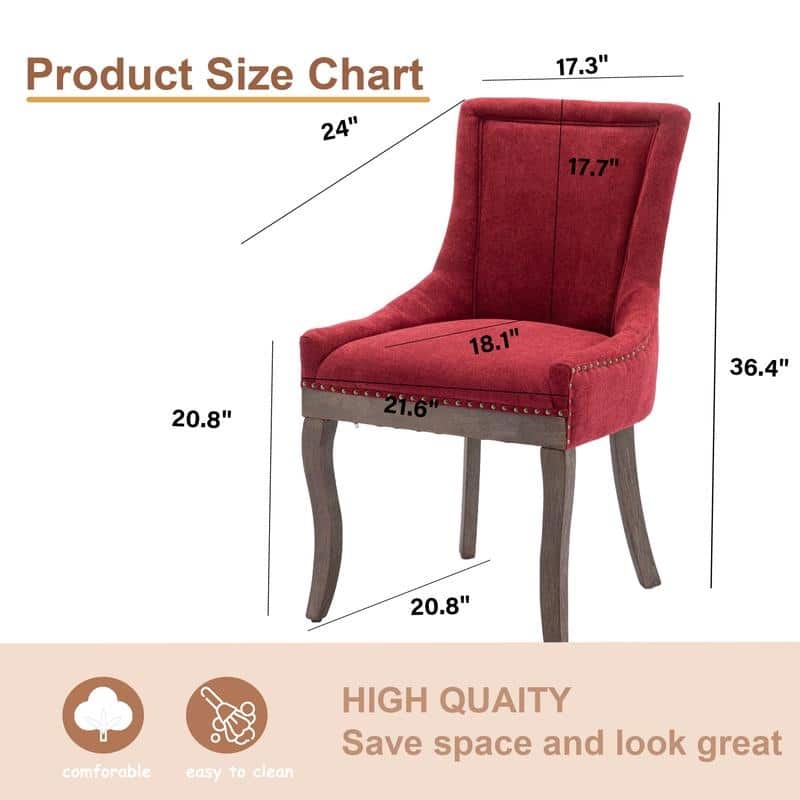 Thickened Side Dining Chair with Solid Wood Legs Set of 6